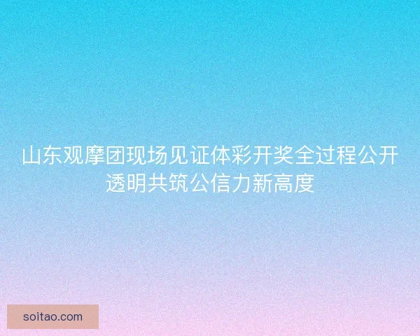 山东观摩团现场见证体彩开奖全过程公开透明共筑公信力新高度